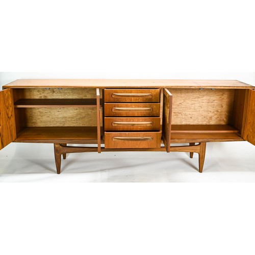 87 - G-Plan teak four drawer and two double cupboard sideboard W214 x D46 x H79cm