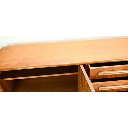 87 - G-Plan teak four drawer and two double cupboard sideboard W214 x D46 x H79cm