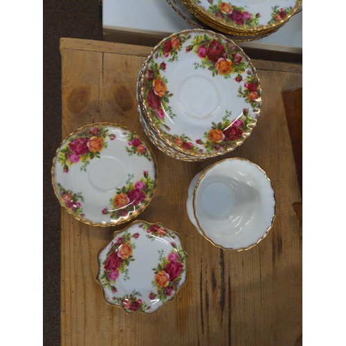 273 - Royal Albert Old Country Rose tea ware; plates, bowls, 6 cups, saucers & teapot etc.