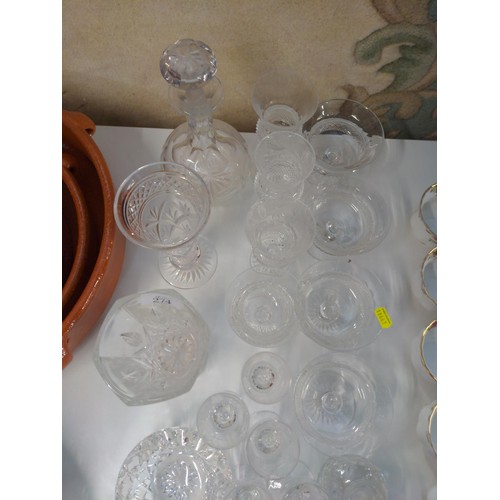 274 - Selection of various glasses, decanter, vases & dessert dishes