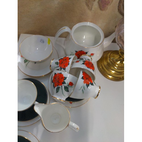 278 - Royal Albert Tahiti part tea set: 7 cups & saucers, 10 side plates, bowl, jug and teapot missing... 