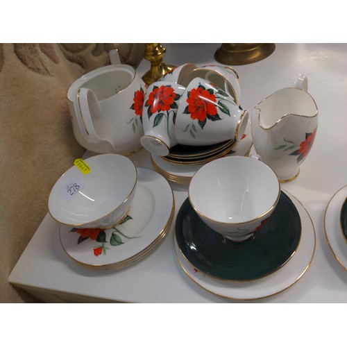 278 - Royal Albert Tahiti part tea set: 7 cups & saucers, 10 side plates, bowl, jug and teapot missing... 