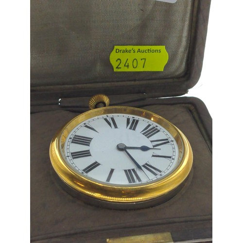 312 - Fob watch / travelling clock with clear face with roman numerals