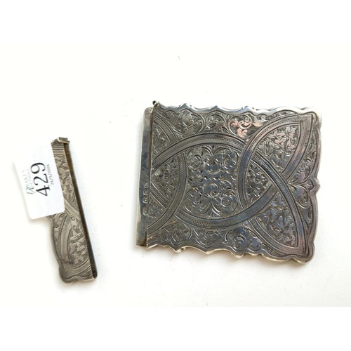 323 - Late Victorian silver card case, maker's mark rubbed, probably William M Hayes, Birmingham 1896, 73 ... 