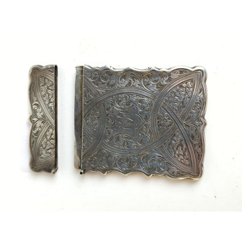 323 - Late Victorian silver card case, maker's mark rubbed, probably William M Hayes, Birmingham 1896, 73 ... 