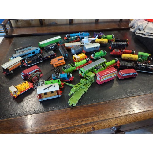 119 - Red crate containing die-cast vehicles, inc. Thomas the Tank Engine