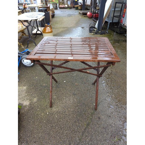 1239 - Small teak folding slatted garden table, 76 x 54 x ht 72cms