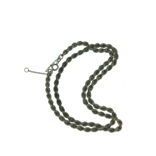 319 - Silver rope twist neck chain, with non silver safety chain, gross weight 50.7 grams