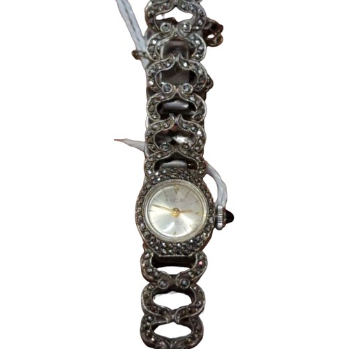 312A - Ladies silver & marcasite cocktail watch