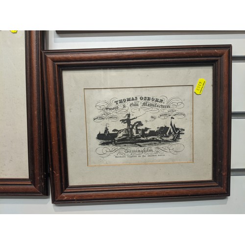 155 - Two framed advertisements for gun manufacturers inc. Thomas Jackson & Son Gun Manufacturers Port... 