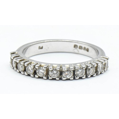 180 - Diamond set 18ct white gold half eternity ring. Size M 1/2 Gross weight 4.04g