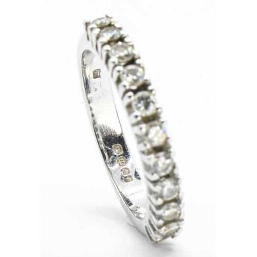 180 - Diamond set 18ct white gold half eternity ring. Size M 1/2 Gross weight 4.04g