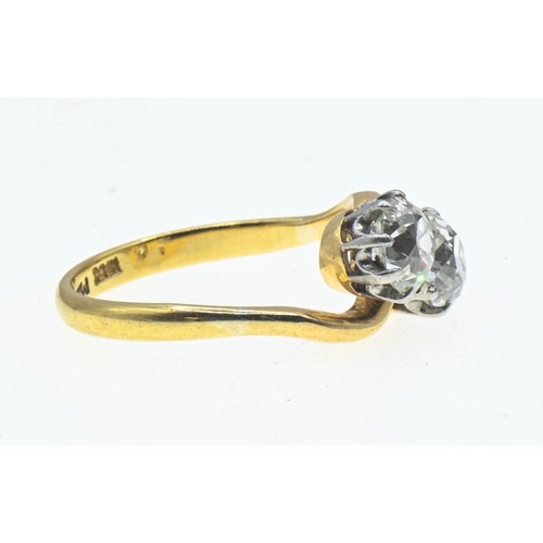 32 - Diamond 'Toi et Moi' ring, set with two old European cut diamonds estimated at 0.66 carats each and ... 