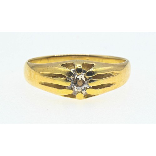 66 - 18ct gold gypsy set solitaire diamond ring. Size L/M. Gross weight 3.42g