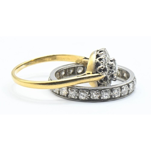 73 - Scrap 18ct gold and diamond cluster ring. Size Q. Gross weight 3g. Together with a scrap white metal... 