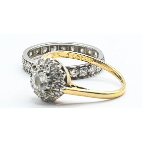 73 - Scrap 18ct gold and diamond cluster ring. Size Q. Gross weight 3g. Together with a scrap white metal... 