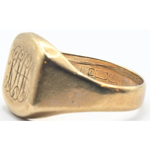 76 - 9ct gold signet ring (monogrammed). Size Y. Gross weight 10.92g.