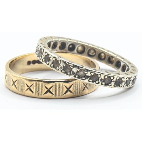 78 - Two 9ct gold rings, including an eternity ring set with white stones and the other with a continuous... 