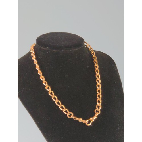 171 - 9ct gold fob chain with T-bar. Chain length 420mm. Gross weight 43.92g