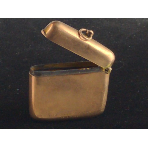 20 - Edwardian 9ct gold vesta case, hallmarked Rolason Brothers, Chester 1906, initialled to front, ... 