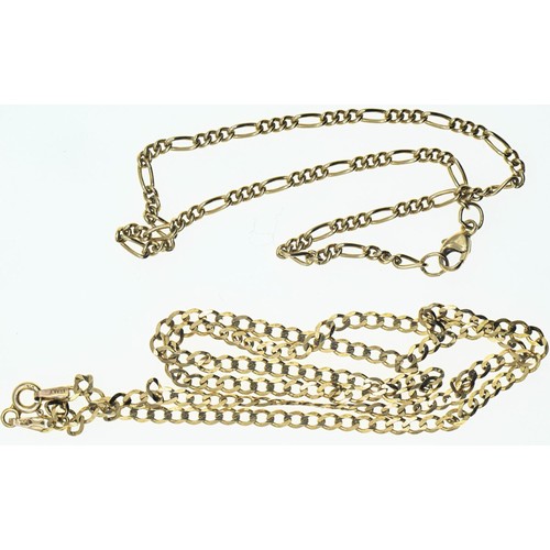 162 - 9ct gold necklace. Length 440mm. Gross weight 3.54g. Together with a 9ct gold anklet, 240mm, gross w... 