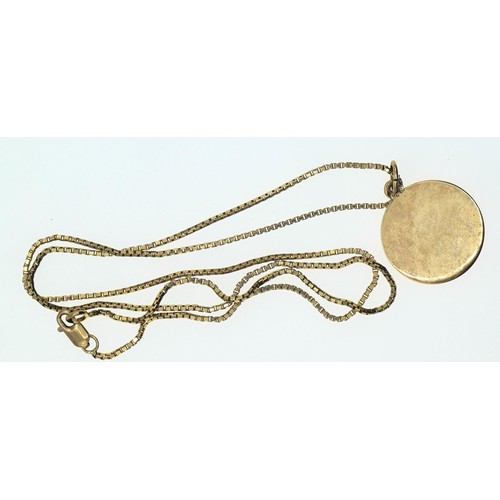 98 - 10ct gold Scorpio pendant and chain. Chain length 460mm. Gross weight 4.89g.