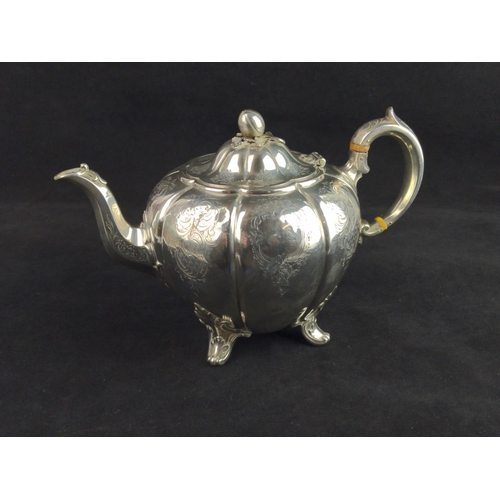 336 - Victorian silver teapot, Edward, Edward Junior, John & William Barnard, London 1841, of lobed fo... 