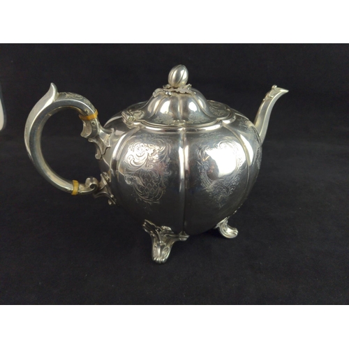 336 - Victorian silver teapot, Edward, Edward Junior, John & William Barnard, London 1841, of lobed fo... 