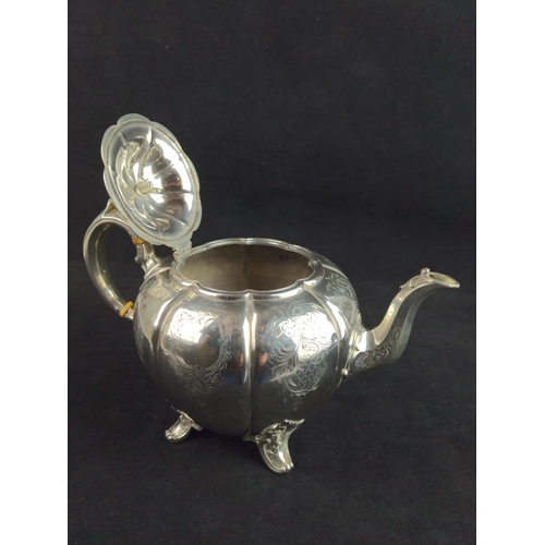 336 - Victorian silver teapot, Edward, Edward Junior, John & William Barnard, London 1841, of lobed fo... 