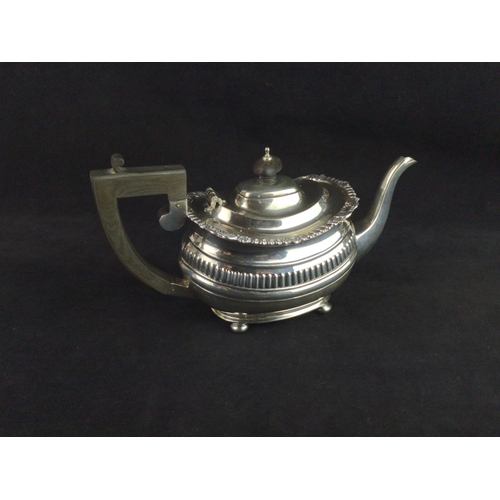 339 - George V Silver teapot, S Blanckensee & Son Ltd, Birmingham 1918, of half gadrooned oval fo... 