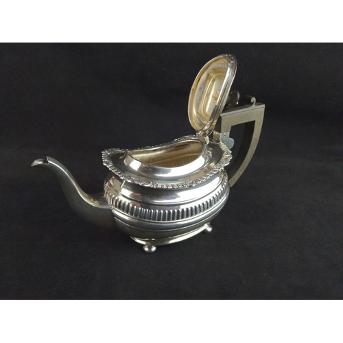 339 - George V Silver teapot, S Blanckensee & Son Ltd, Birmingham 1918, of half gadrooned oval fo... 