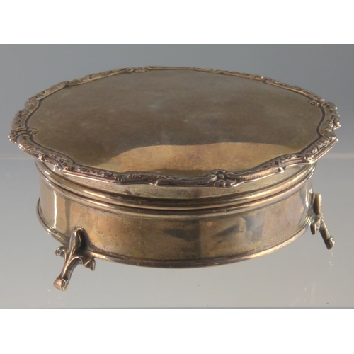 340 - George V circular footed jewellery box, Adie Brothers Ltd, Birmingham 1924, diameter 9.5cm, gross we... 