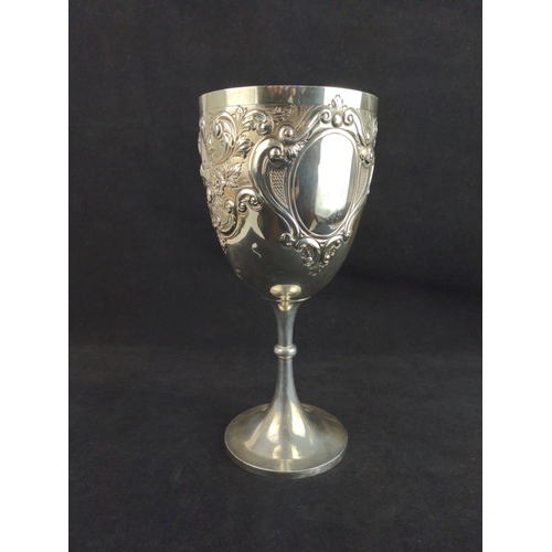 342 - Large George V silver trophy cup, Jones & Crompton, Birmingham 1911, of chalice form, the body e... 