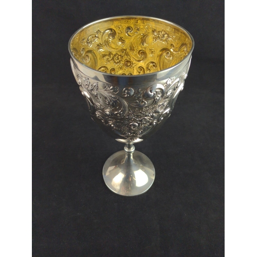 342 - Large George V silver trophy cup, Jones & Crompton, Birmingham 1911, of chalice form, the body e... 