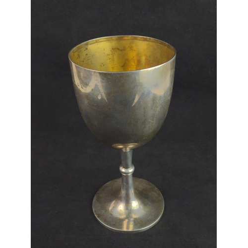 343 - Local Interest - Edwardian silver presentation goblet, maker's mark W.A, Birmingham 1903, inscribed ... 