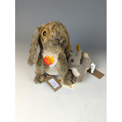 401 - Steiff 'Hoppy' miniature EAN 150113. Together with Steiff brown rabbit made in german 1995