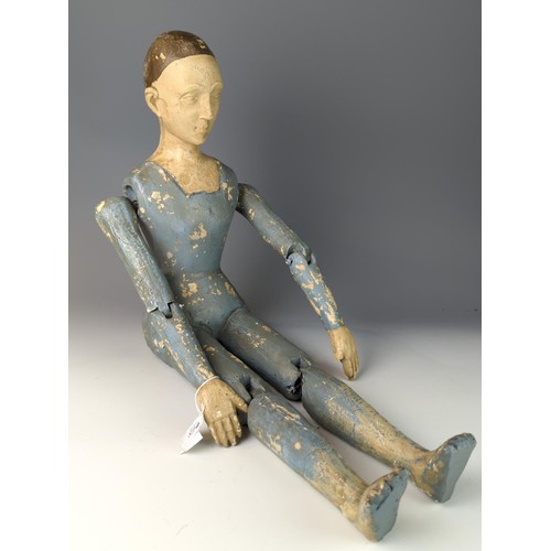 418 - Seated plaster mannequin, possibly French, with articulated arms and legs, height from feet to top o... 