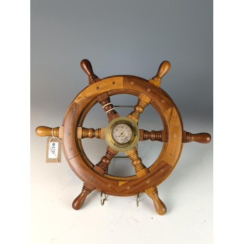 420 - Ships wheel barometer with G.P.O. stamped in centre of dial Dia 40.5cm