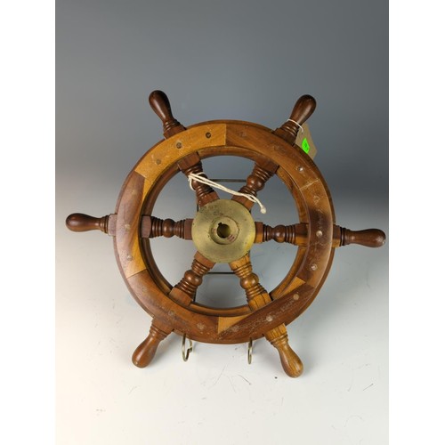 420 - Ships wheel barometer with G.P.O. stamped in centre of dial Dia 40.5cm