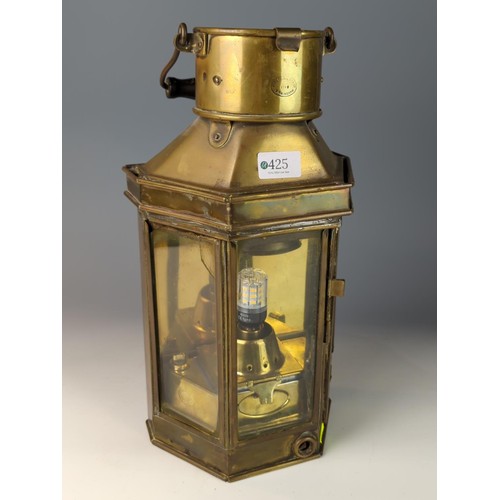 425 - Converted maritime signal lantern with 12 volt electric point for operation W21 D15 H41cm