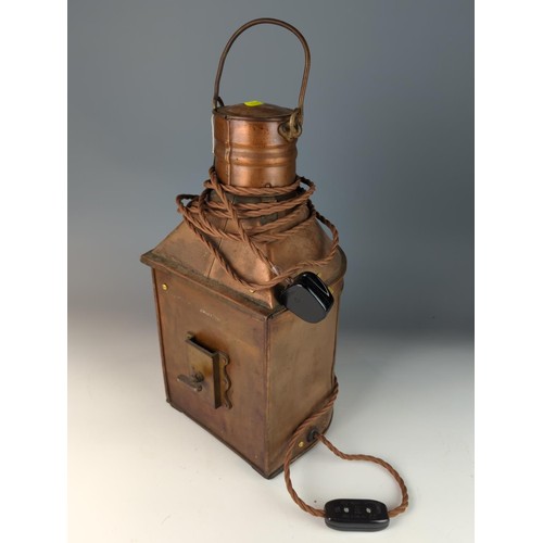 426 - Stern Copper masthead light, converted to electric with vintage style cabling, with original glazing... 