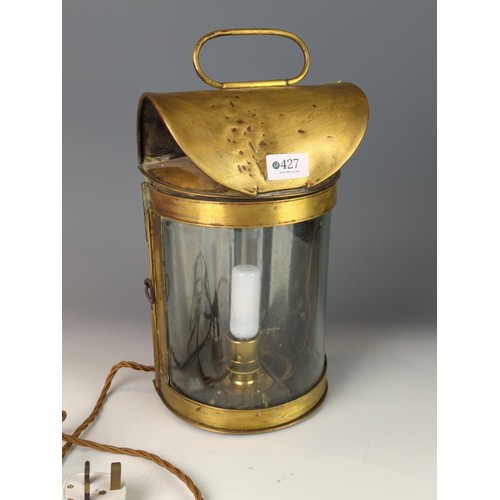 427 - French converted maritime lantern, with original fuel reservoir present but electric replacement, or... 