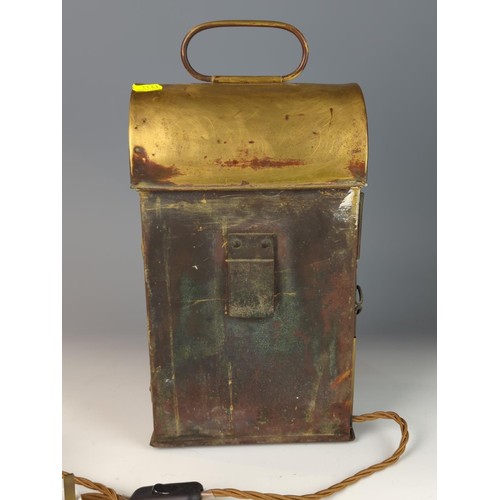 427 - French converted maritime lantern, with original fuel reservoir present but electric replacement, or... 