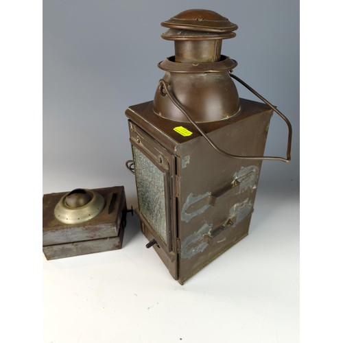 428 - 1925 French Maritime Lantern with electric conversion but original fuel reservoir present, frosted g... 