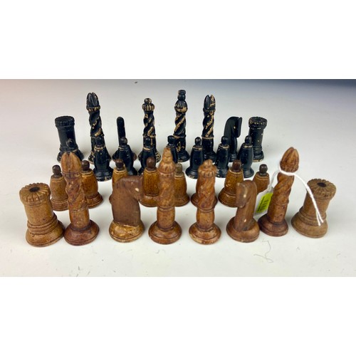 406A - Wooden naïve chess set with individual weighted bases.