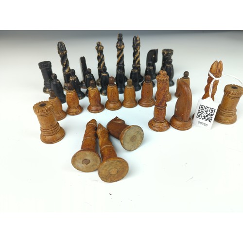 406A - Wooden naïve chess set with individual weighted bases.