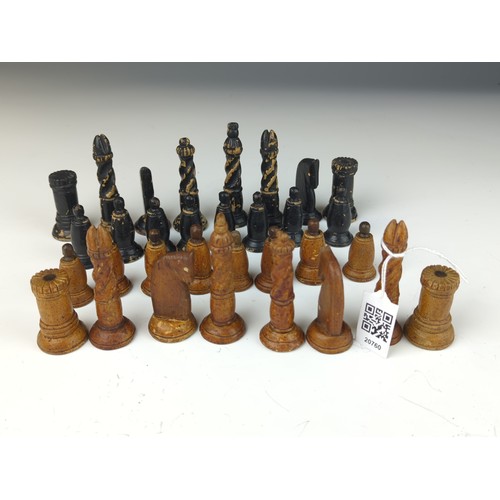 406A - Wooden naïve chess set with individual weighted bases.