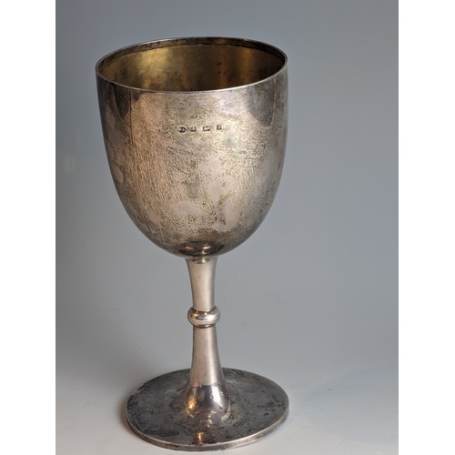 343 - Local Interest - Edwardian silver presentation goblet, maker's mark W.A, Birmingham 1903, inscribed ... 