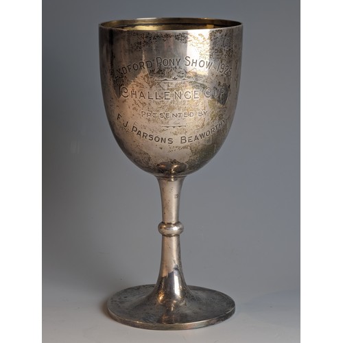 343 - Local Interest - Edwardian silver presentation goblet, maker's mark W.A, Birmingham 1903, inscribed ... 