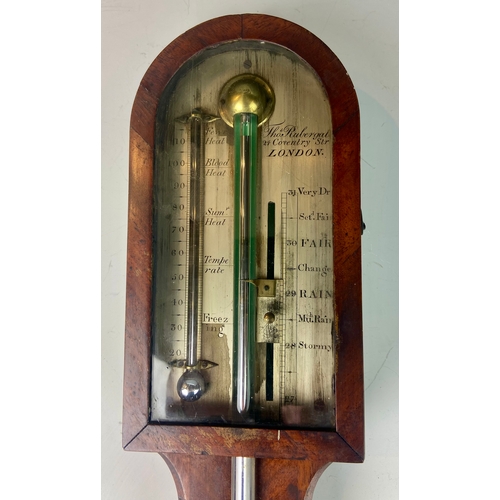 445 - Thomas Rubergall Coventry street London. Mercury stick barometer finished in a mahogany casement.